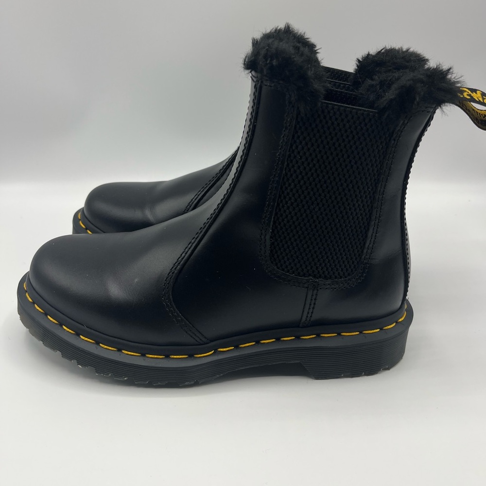 Dr. Martens Black Leather Boots with Yellow Accents